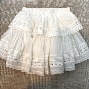 Mable white layered mini skirt with lace detail. Never worn.
